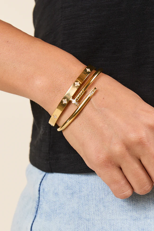 Alexis Gold Nail Bangle Set - Aiturbor