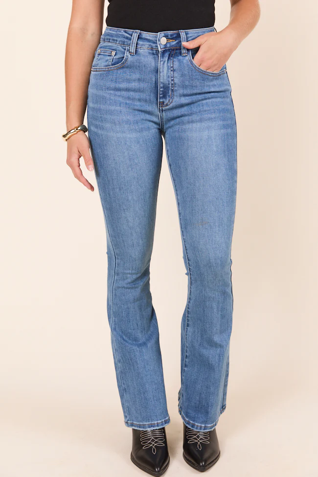 My Favorite Medium Wash Flare Leg Jeans - Aiturbor