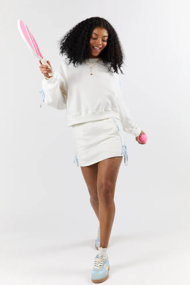 Close Ties White Bow Skort FINAL SALE - Aiturbor