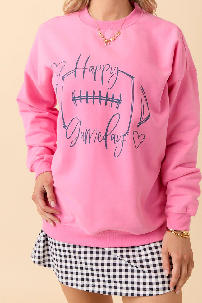Happy Gameday Pink Graphic Sweatshirt - Aiturbor