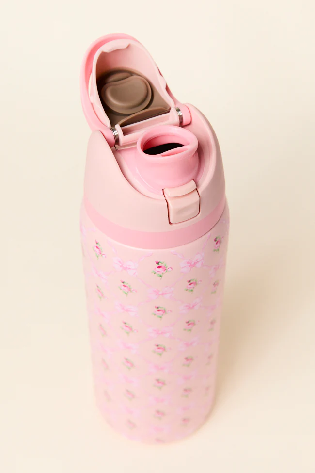 Floral 'N Bow Pink 32 Oz Water Bottle - Aiturbor