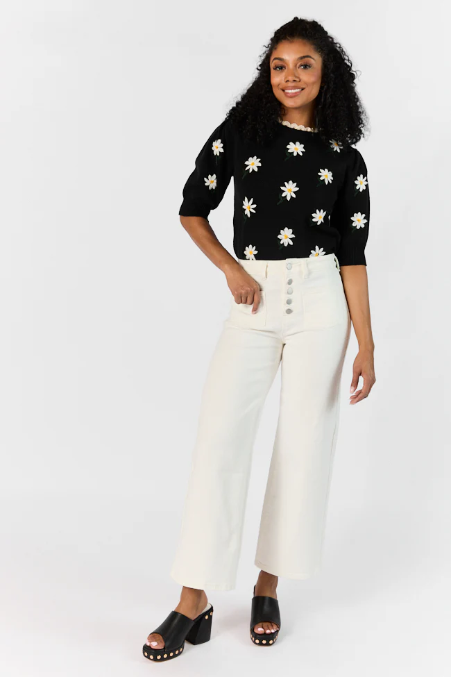 Sutton White Wide Leg Patch Pocket Jeans SALE - Aiturbor
