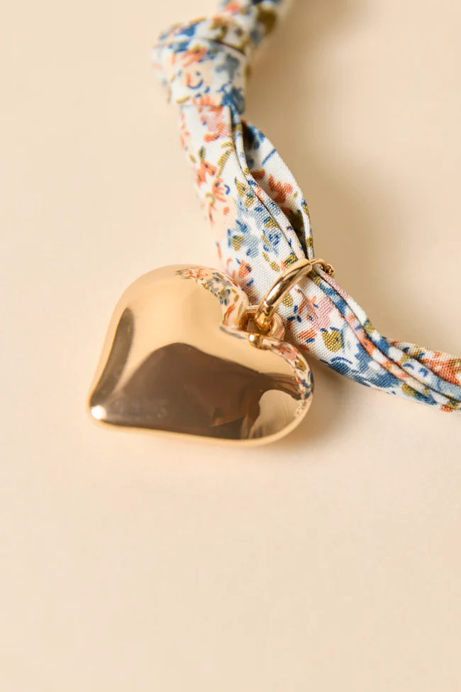 Nora Blue Puff Heart Scarf Necklace - Aiturbor