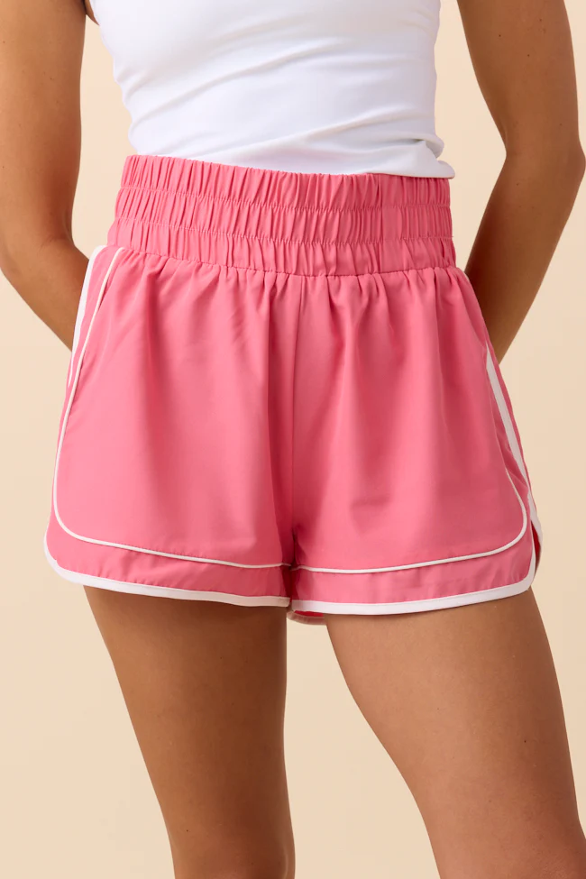 Kyra Pink Contrast Trim Shorts - Aiturbor