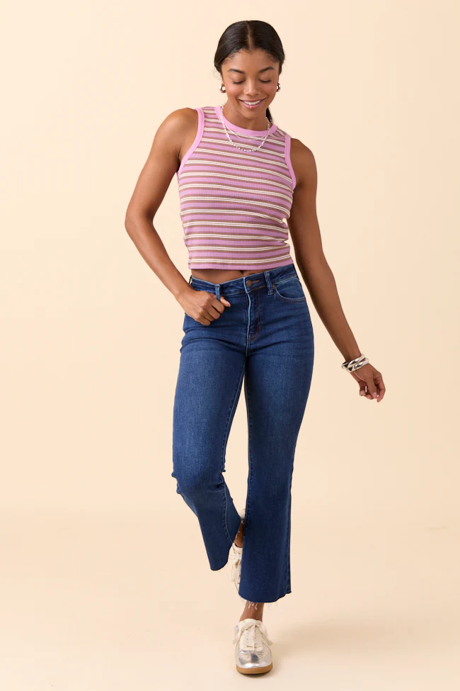 Michaela Dark Wash Crop Flare Jeans - Aiturbor