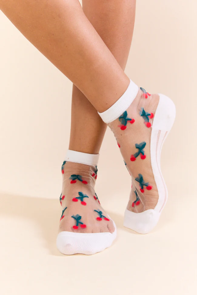 White Sheer Cherry Socks FINAL SALE - Aiturbor