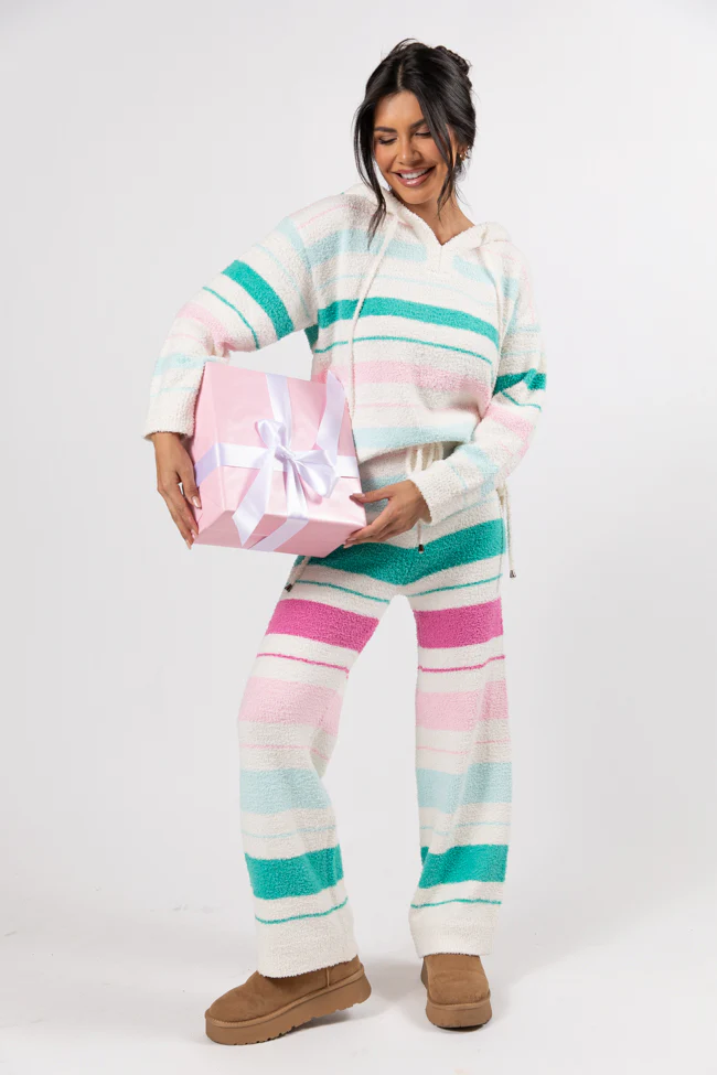 Heart On The Line Multi Striped Fuzzy Hoodie FINAL SALE - Aiturbor