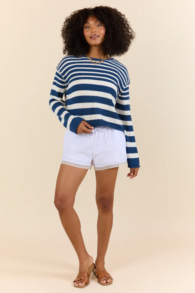 Secret Place White Lace Trim Gauze Pull On Shorts FINAL SALE - Aiturbor