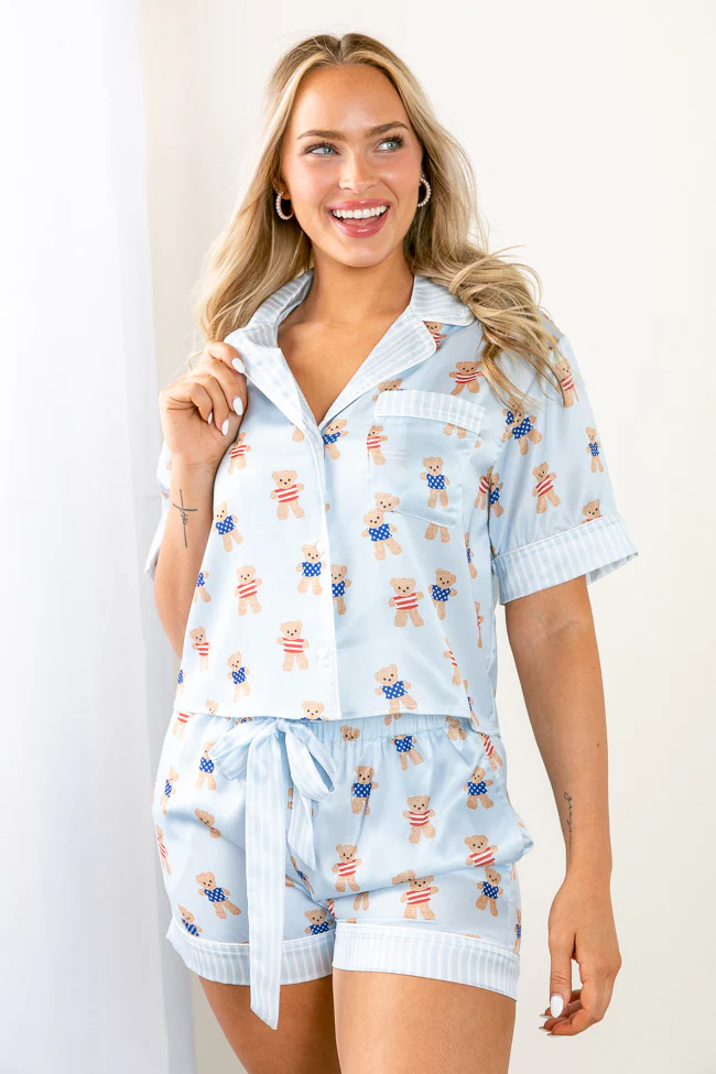 Bearly Asleep Teddy Bear Printed Pajama Shorts FINAL SALE - Aiturbor