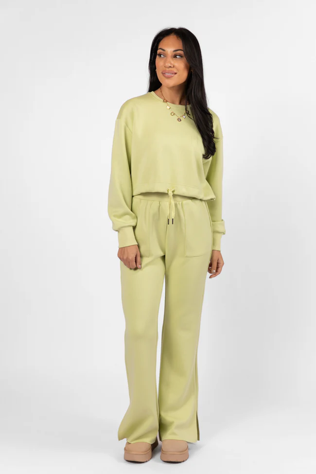 Only One Lime Wide Leg Pull On Pants FINAL SALE - Aiturbor