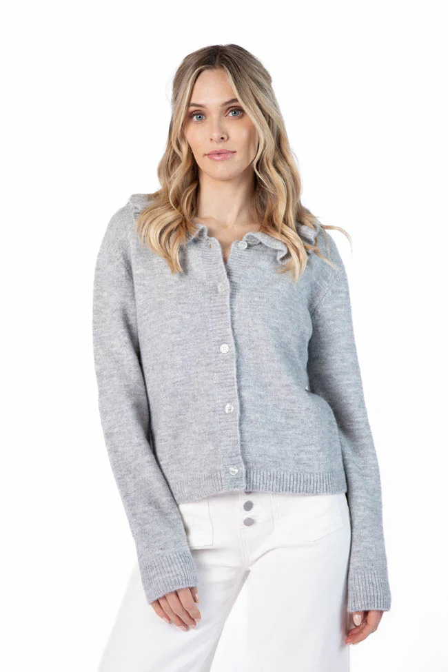 Just A Feeling Grey Collared Cardigan FINAL SALE - Aiturbor