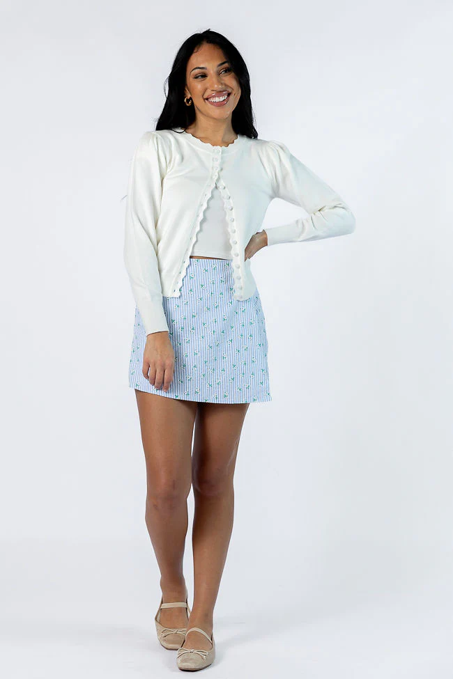 Not So Simple Blue Striped Floral Print Skort FINAL SALE - Aiturbor