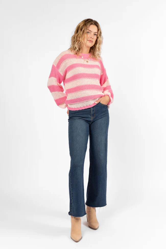 I Always Believe Pink Textured Stripe Sweater FINAL SALE - Aiturbor