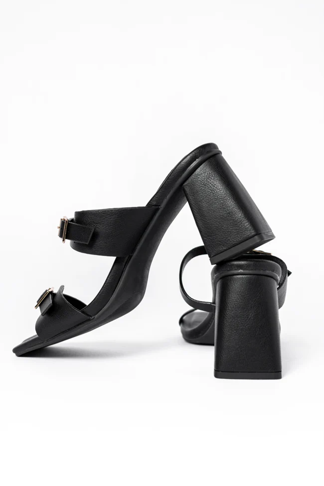 Brooklyn Black Double Strap Buckle Heels SALE - Aiturbor