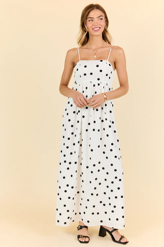 Places To Be White Polka Dot Maxi Dress FINAL SALE - Aiturbor
