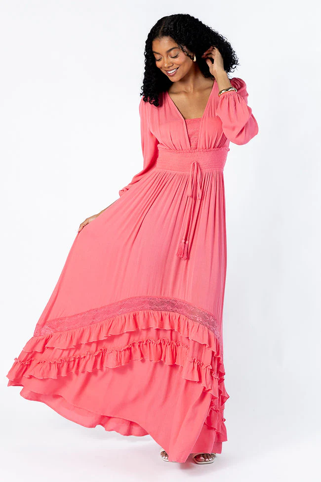Lucky To Have You Coral Maxi Dress SALE - Aiturbor