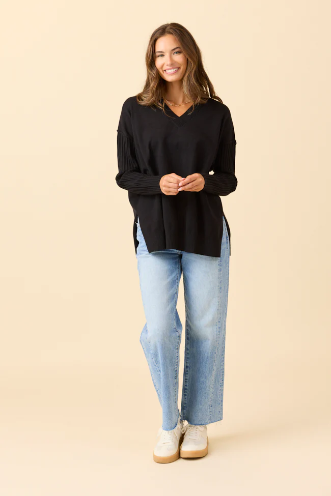 Mariah Black Relaxed Long Sleeve Pullover Tunic DOORBUSTER - Aiturbor