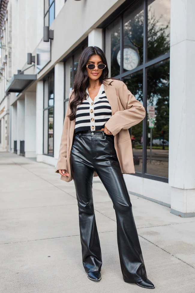 Forevermore Black Faux Leather Flare Pants FINAL SALE - Aiturbor