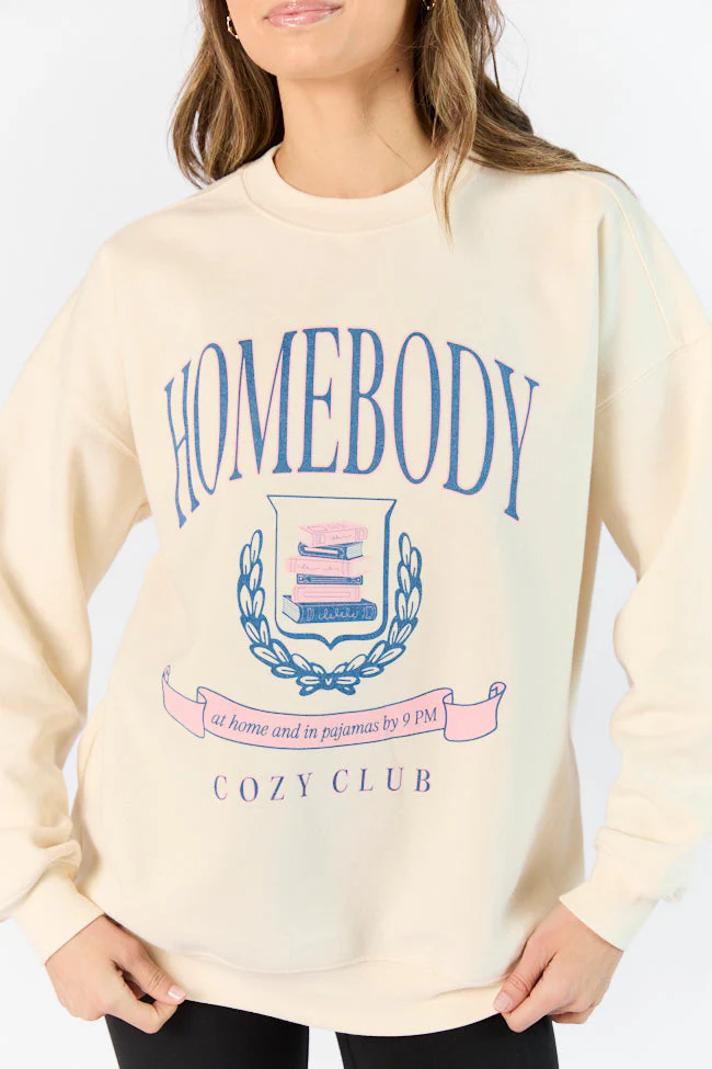 Homebody Club Sweet Cream Graphic Sweatshirt - Aiturbor