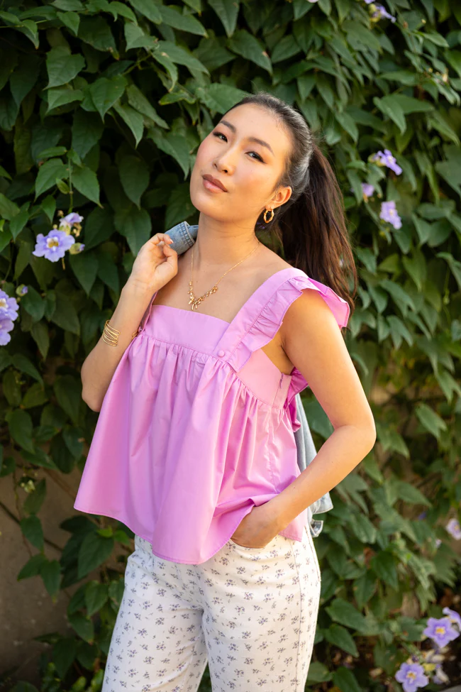 I Choose You Purple Bow Back Detail Woven Tank SALE - Aiturbor