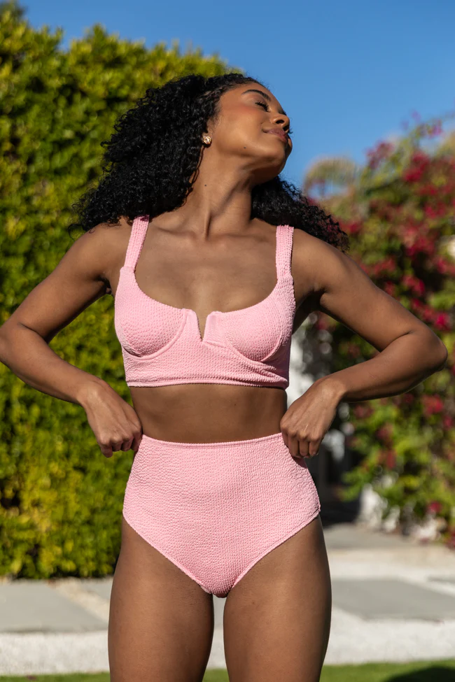 Summer Oasis Light Pink High Waisted Bikini Bottoms FINAL SALE - Aiturbor