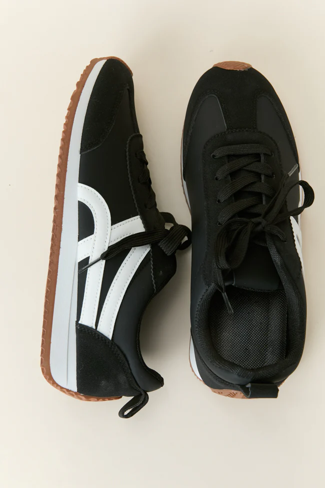 Madeline Black Stripe Sneakers SALE - Aiturbor