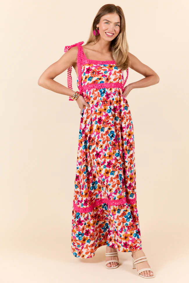 Come Along With Me Pink Trim Floral Maxi Dress FINAL SALE - Aiturbor