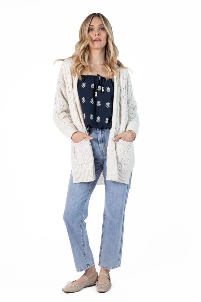 Sweet Nothings Cream Chunky Cable Knit Cardigan FINAL SALE - Aiturbor