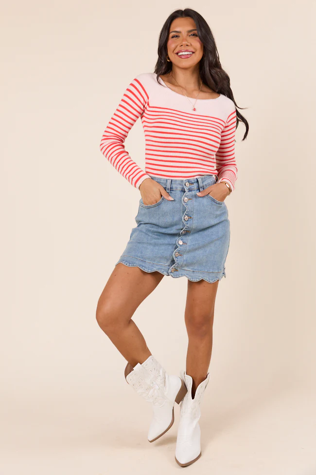 Emma Rose Long Sleeve Off Shoulder Striped Sweater - Aiturbor