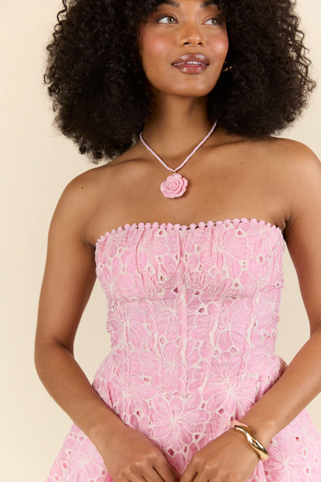 Sunlit Garden Pink Floral Lace Romper SALE - Aiturbor