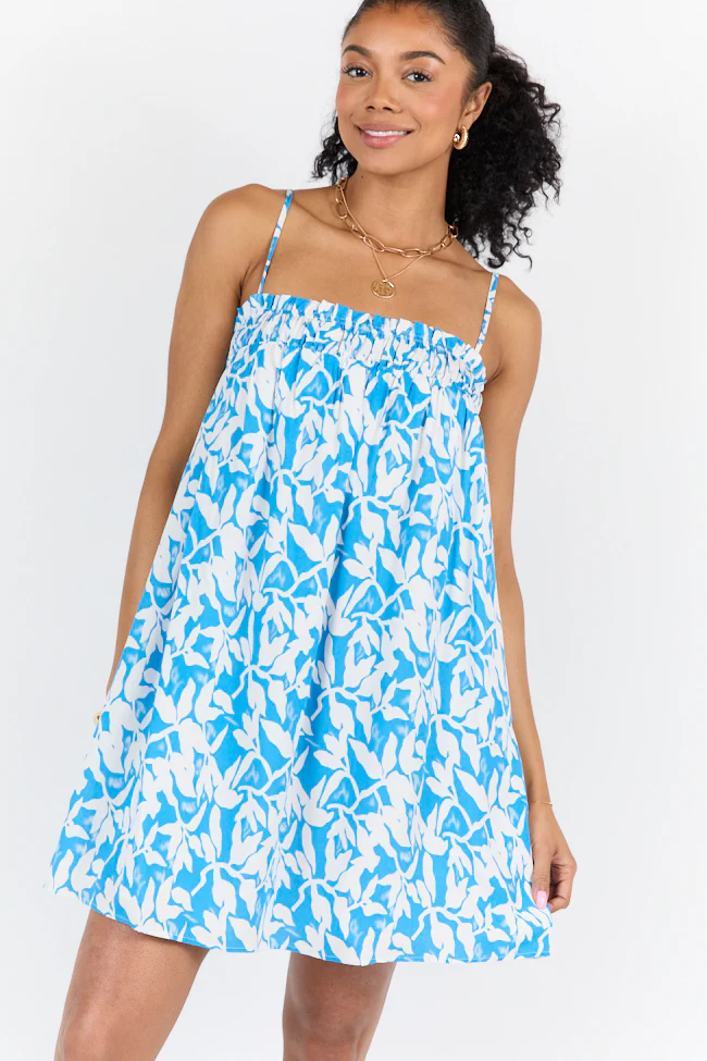 Sparks Fly Blue Printed Shift Dress FINAL SALE - Aiturbor
