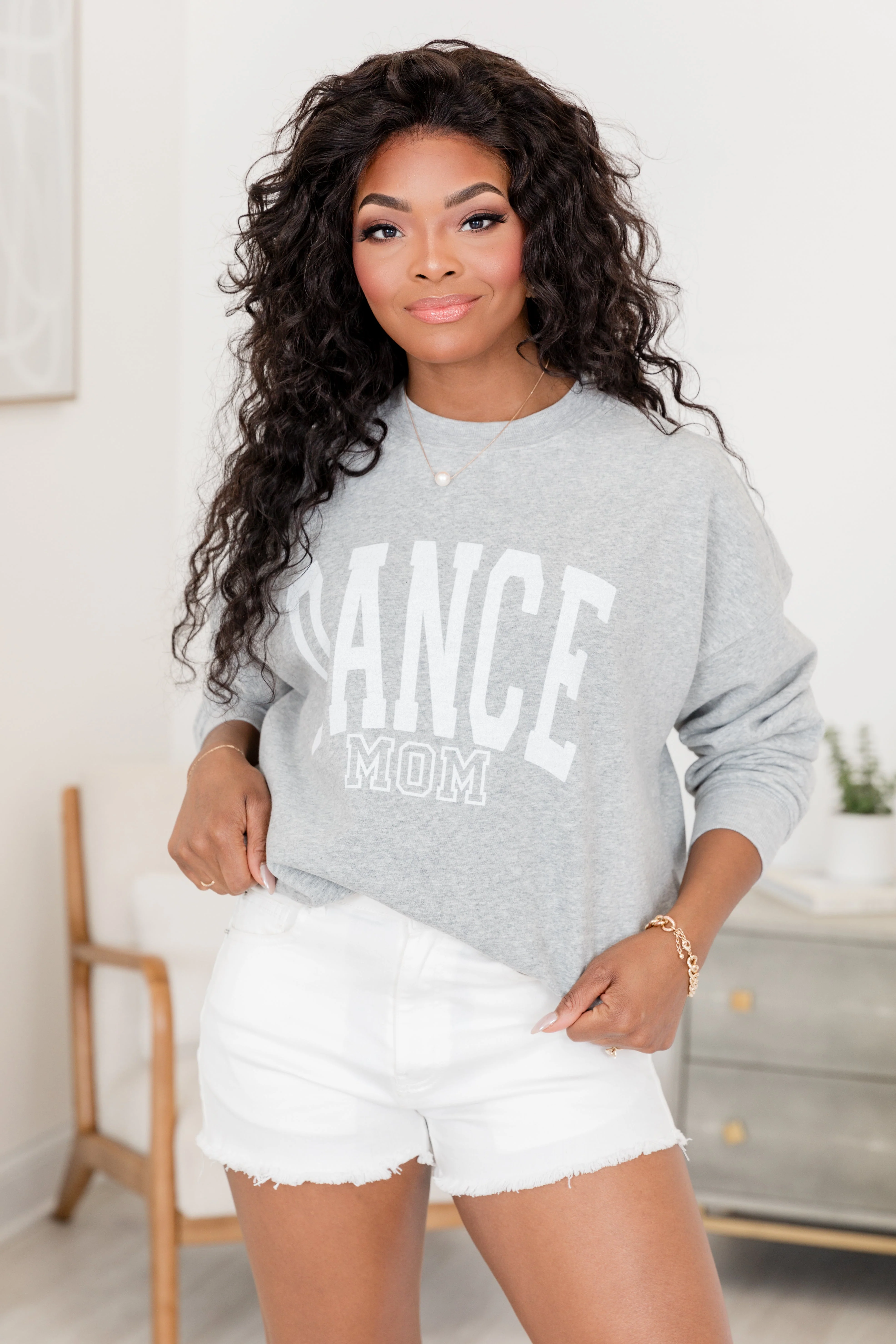 Dance Mom Block Light Grey Graphic Sweatshirt - Aiturbor