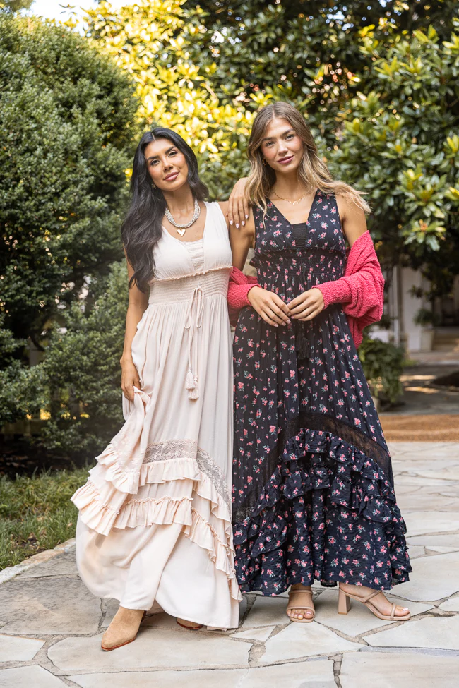 Lucky To Have You Sleeveless Black Floral Maxi Dress - Aiturbor