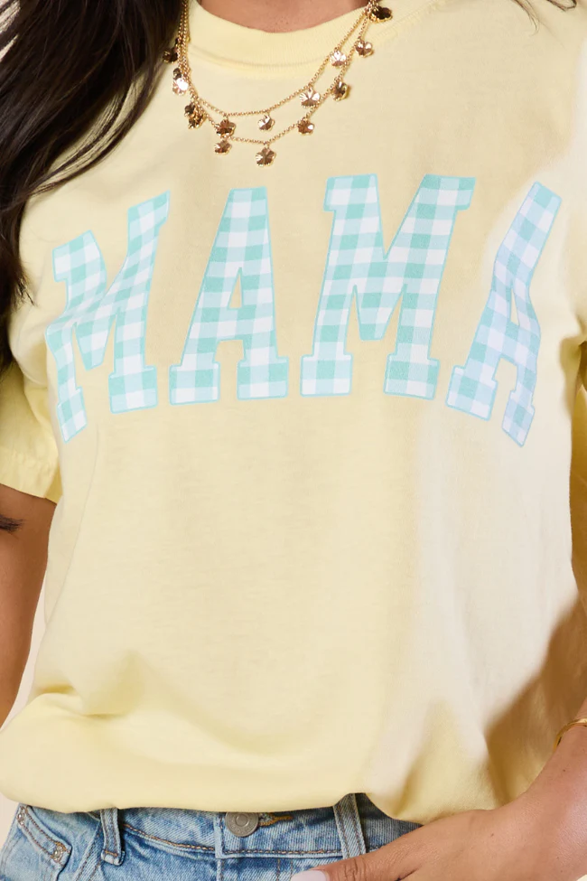 Mama Gingham Yellow Graphic Tee - Aiturbor