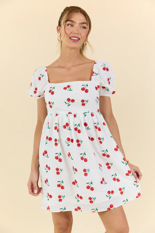 One Day At A Time Cherry Print Mini Dress FINAL SALE - Aiturbor