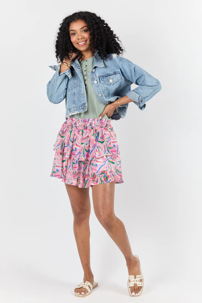 Breezy Multi Tropical Tiered Skort DOORBUSTER - Aiturbor